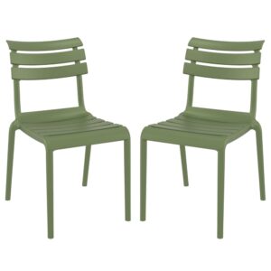 Haslet Olive Green Polypropylene Outdoor Side Chairs In Pair