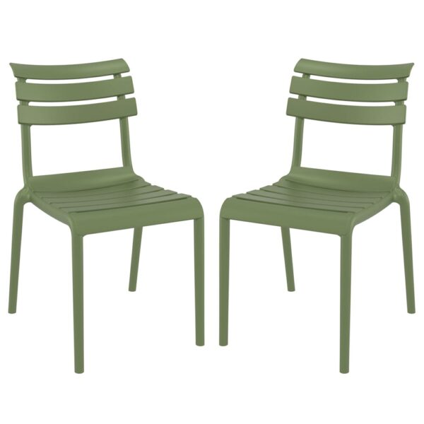 Haslet Olive Green Polypropylene Outdoor Side Chairs In Pair