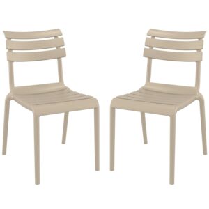 Haslet Taupe Polypropylene Outdoor Side Chairs In Pair