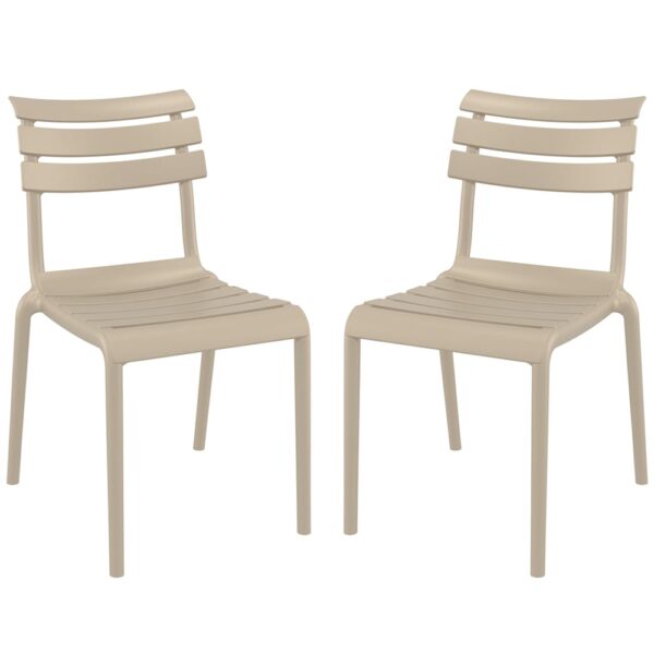 Haslet Taupe Polypropylene Outdoor Side Chairs In Pair