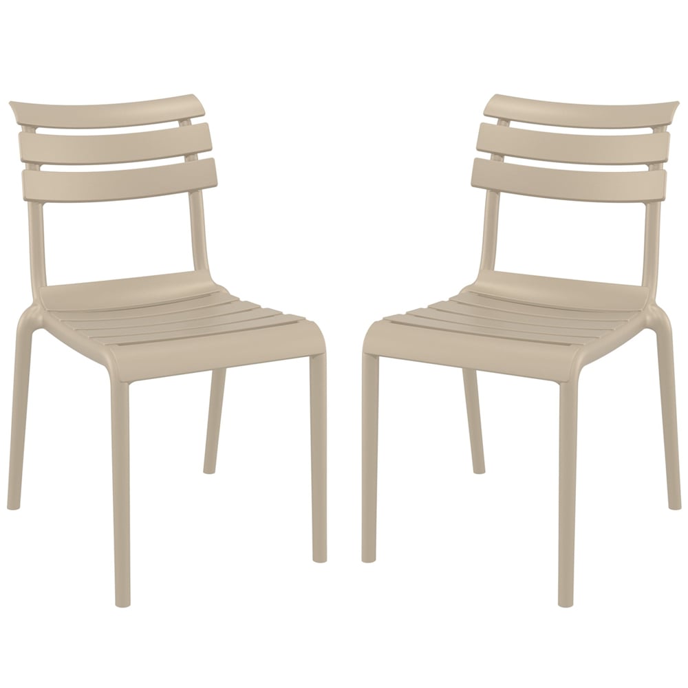 Haslet Taupe Polypropylene Outdoor Side Chairs In Pair