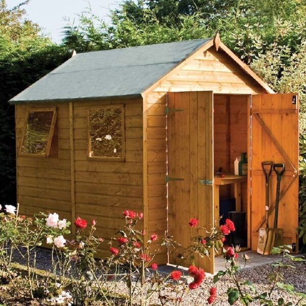 Polmont Wooden Garden Apex Shed In Honey Brown 8x6