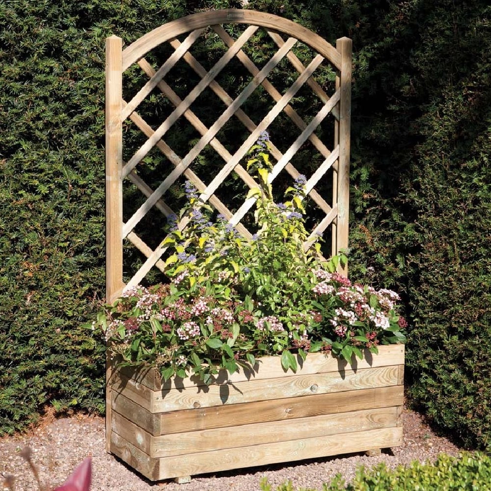 Sawrey Wooden Garden Planter And Lattice In Natural