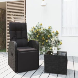 Abia Steel 2 Piece Garden Lounge Set In Black Poly Rattan