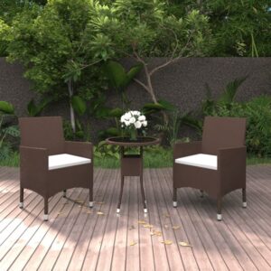 Ailis 3 Piece Garden Bistro Set Small In Brown Poly Rattan