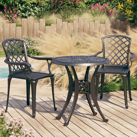 Durham Cast Aluminium 3 Piece Bistro Set In Black