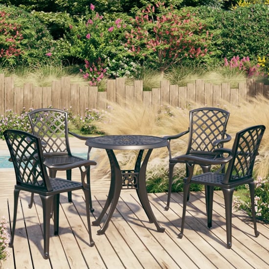 Durham Cast Aluminium 5 Piece Bistro Set In Black