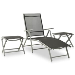 Resaca Textilene Aluminium 3 Piece Garden Lounge Set In Silver
