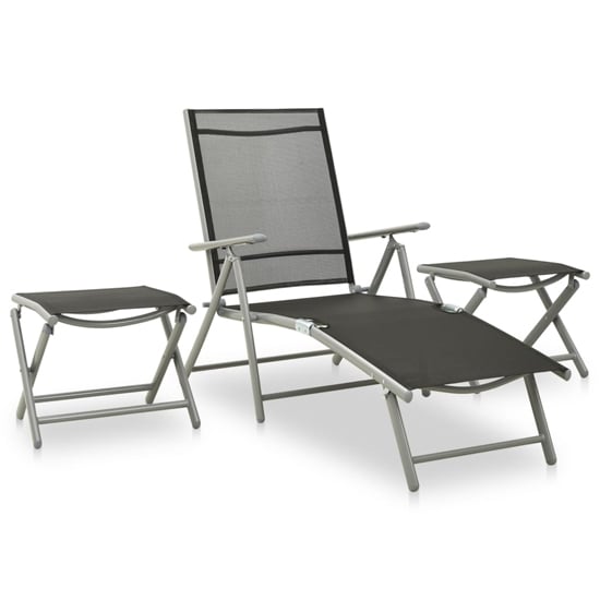 Resaca Textilene Aluminium 3 Piece Garden Lounge Set In Silver