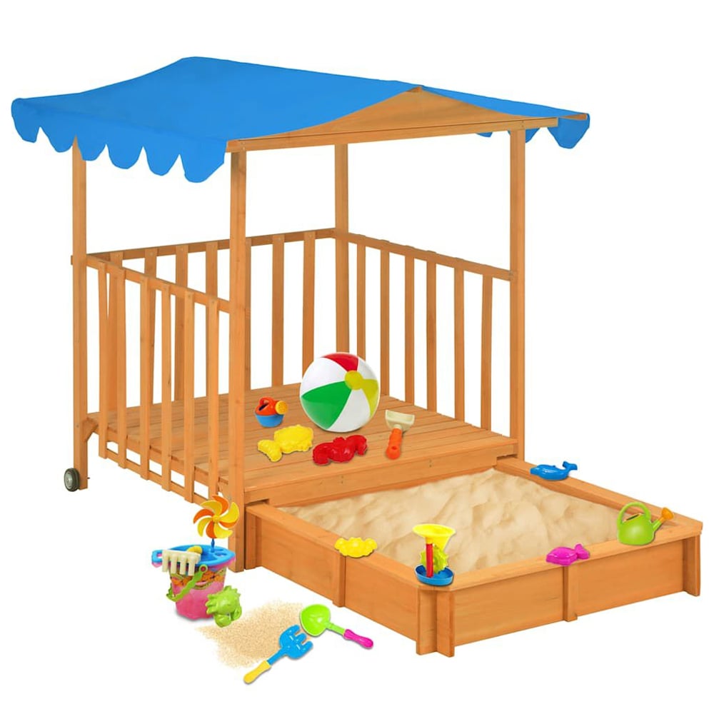 Yakima Wooden Kids Playhouse With Sandbox In Natural And Blue