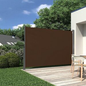 9ft Awning Outdoor Retractable Privacy Side Awning (Grey/Brown)