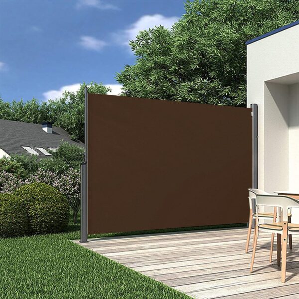 9ft Awning Outdoor Retractable Privacy Side Awning (Grey/Brown)