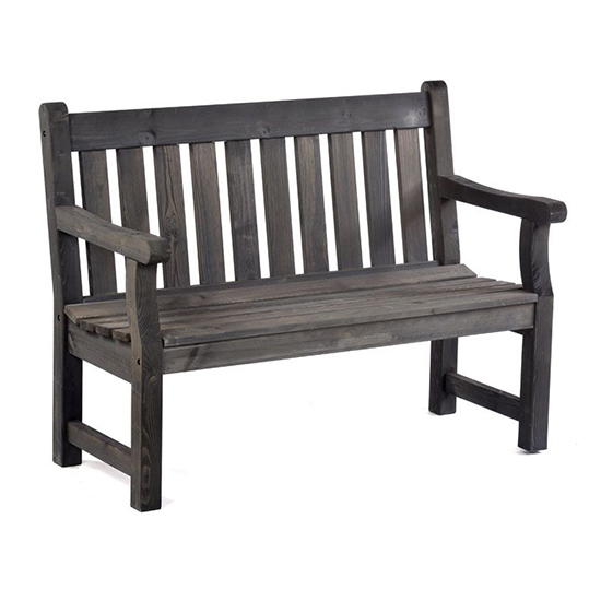 Darko Small Wooden Garden Seating Bench In Dark Grey
