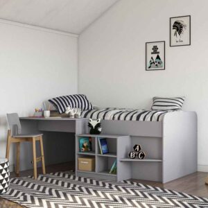Feltner Wooden Kids Cabin Bed In Grey
