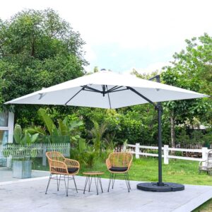 3 x 3 m Square Cantilever Parasol Outdoor Hanging Umbrella for Garden and Patio