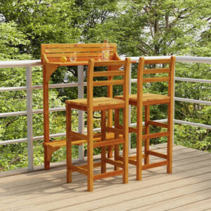 Cayla 3 Piece Balcony Bar Table And Bar Chairs With Backrest
