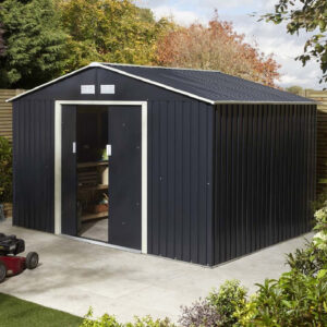 Thorpe Metal Garden Apex Shed In Dark Grey 10x8